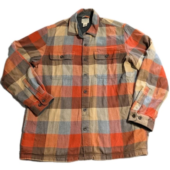 L.L. Bean Other - LL Bean Fleece Lined Flannel Shirt Jacket Mens M Plaid Chamois
